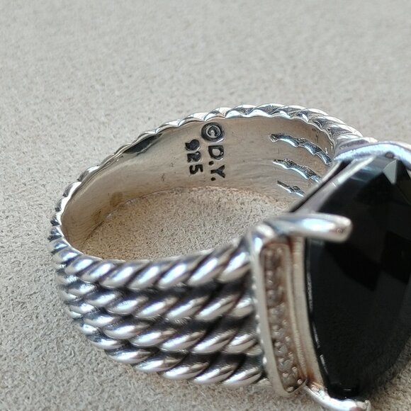David Yurman Wheaton 925 Sterling Silver Ring Black Onyx & Diamond size 9 - Picture 3 of 11